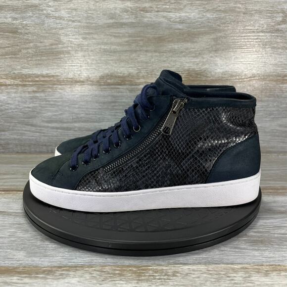 Vionic Women's Splendid Torri Navy Leather High Top Sneaker Shoes Size 8 - Picture 1 of 9